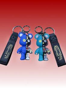 1-2pcs Cartoon Mechanical Teddy Bear Keychain, Car Key Chain, Home/Office Key, Anti-Lost Chain, Cute Bear Pendant, Mom Keyring, Bag Accessory, Backpack Lanyard, Delicate Decorative Key Chain - Multicolor - View 6