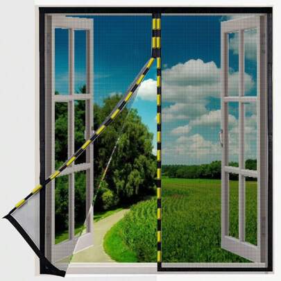 黑色磁性蚊帐纱窗家用自粘蚊帐磁性窗帘网隐形窗纱自动闭合可清洗窗户防蚊纱窗