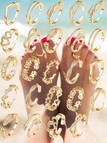 12pcs Fashionable Minimalist Adjustable Open Toe Rings, Suitable For Daily Wear, Beach, Holiday - Foot Rings - View 9