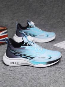 Color sólido botón giratorio diseño de los hombres de carretera zapatos para correr, patrón de rayas zapatos casuales ligeros, cómodos y transpirables zapatillas de deporte de los hombres para correr al aire libre, ciclismo, fitness y ropa casual.