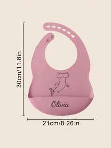 1 pezzo Bavaglino in silicone per neonati con stampa personalizzata del nome, set di stoviglie per neonati regolabile, regalo per neonati personalizzato, multifunzionale, decorativo, con lettere, elegante, moderno, colorato, carino, casual, personalizzato, unico, idea regalo perfetta per lui, idea regalo perfetta per lei, casual chic da strada