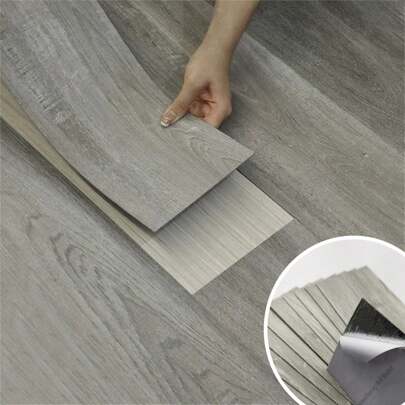 10 piezas de 51cmx15cm Adhesivos de suelo 3D con textura retro antideslizante - Fácil de pelar y pegar - Para cocina, baño, dormitorio, sala de estar, dormitorio - Decoración del hogar