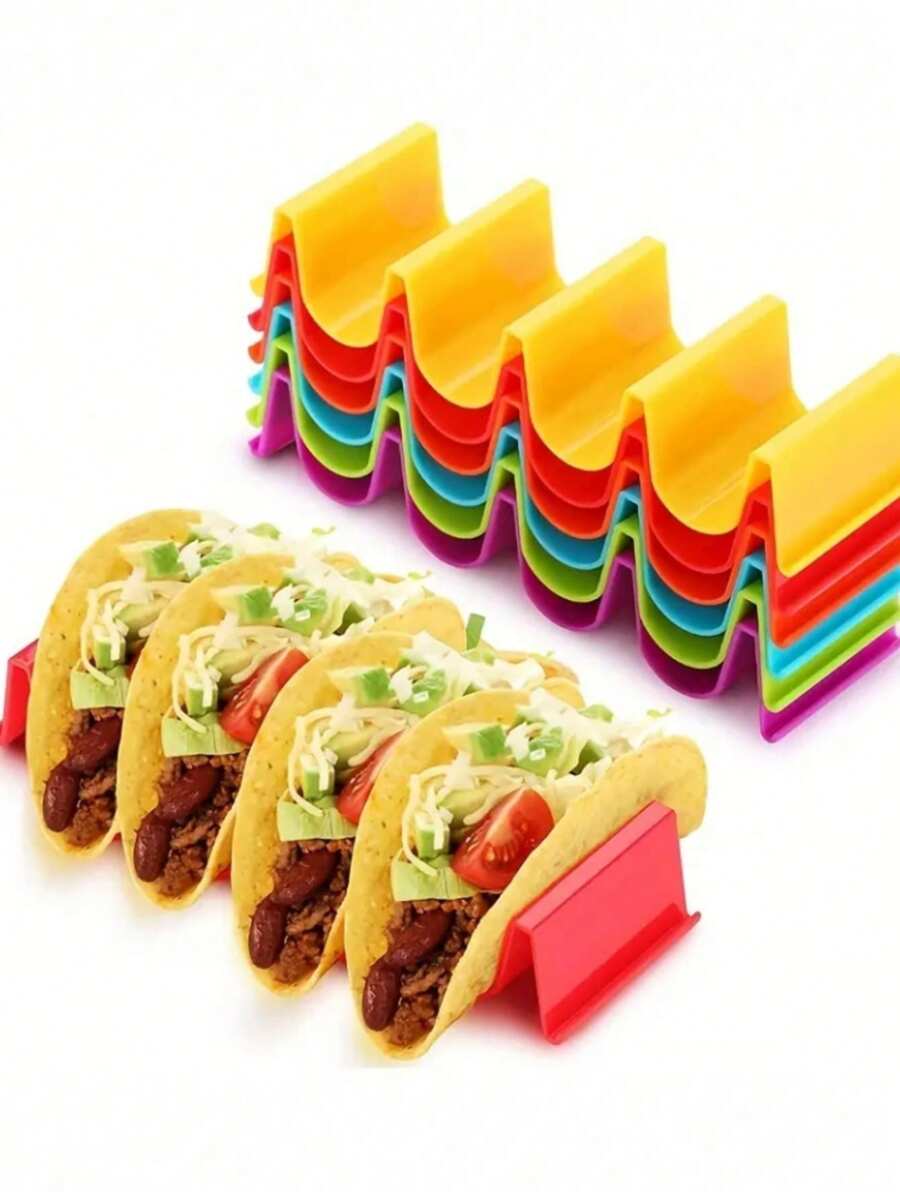 1pc, Corn Taco Holder - Wave Design, Each Holds 4 Pieces Of Corn Tortilla, Colorful Taco Stand, Dishwasher Safe, Space-Saving Tortilla Shell Holder, Suitable For Parties And Home Use