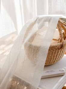 1 件浪漫法式复古蕾丝薄纱窗帘，卧室遮光，防紫外线，白色，适用于阳台、客厅房间隔断 - 白色 - 查看 6