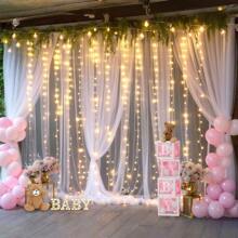 Fundal din tul strălucitor cu luminițe sclipitoare - Fundal pentru fotografie de nuntă și petrecere de 5,25x10FT - Cortină transparentă 1/2 panouri pentru decor de ziua de naștere/logodnă/sărbători, cadouri de absolvire, decorațiuni de ziua de naștere, decorațiuni de petrecere, burlăcițe, vară, plajă, înapoi la școală, rechizite școlare, decor de cameră