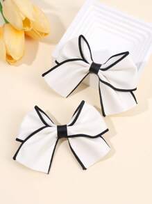 2 peças laços de cabelo brancos para meninas elegantes grampos de cabelo branco cor sólida grampos de cabelo de laço branco para todas as estações grampos de jacaré simples para meninas acessórios de cabelo para festa de fim de ano para crianças e bebês - Branco - Ver 3