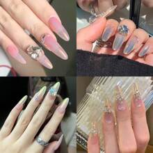 0.2g/Box Nail Powder Pearl Rubbing On Nails Aurora Pink Chrome Dust Nail Art White Moonlight Mirror Glitter Manicure Holographic Powder Nail Art Decoration