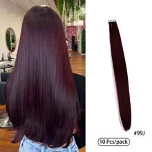 10 piezas de extensiones de cabello postizas para mujeres, 24 pulgadas de cabello sintético Kanekalon liso, no se destiñen, sin costuras e invisibles para todo tipo de cabello, 10 piezas/paquete, 35g