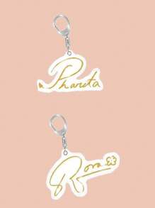 2D Flat, 2 Pcs Sets KPOP Signature Keychain Pendant Accessory RUKA RORA ASA AHYEON HARAM Signature Acrylic Key Chain Keyring Fans Gift - Multicolor - View 18