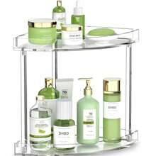 1 pièce Organisateur de salle de bain à 2 étages en acrylique, Étagère de rangement de salle de bain transparente pour le coin, Étagère d'angle à 2 couches pour le rangement de maquillage