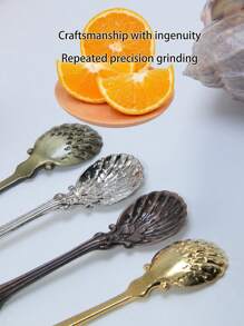 1pc/5pcs/10pcs Vintage Crown Patterned Alloy Mini Spoon For Mug, Coffee, Ice Cream Back To School - Gold and Silver - View 4