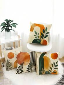 Gói 4 vỏ gối trang trí họa tiết hình học và cây xanh hiện đại theo phong cách Bohemian, kích thước 18x18 inch, Polyester mềm, có thể giặt bằng máy, khóa kéo, vỏ gối trang trí cho gia đình, văn phòng và tiệc tùng, phù hợp với nhiều loại phòng - 100% Polyester - Nhiều màu - Xem 3