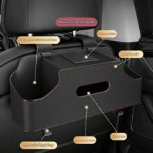 Car Seat Back Multi-Functional Storage Rack Simple Air Tissue Water Cup Mobile Phone Rack Storage Box With Long And Short Bracket Quick Disassembly Hook Suitable For A Variety Of