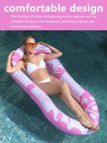 1pc Inflatable Backrest Floating Lounger, Perfect Summer Pool & Beach Party Accessory, Relaxing Adult Holiday Gift, Summer Swimming Pool Raft Lounge Chair, Beach Essentials - Pink - View 10