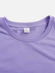 [T-Shirt DIY Customized Photos & Text] DIY Pattern Customized T-Shirts, Round Neck T-Shirts, Four Season Knitted Fabrics, Regular Fit, With Exclusive Printed Design, Suitable For Both Men - Mauve Purple - View 5