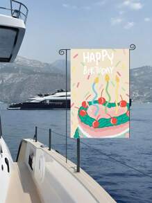 1pc Happy Birthday Garden Flag, Colorful Candles Heart Birthday Cake Pattern, Party Decor Suitable For Outdoor Garden, 18x12 Inch Double Sided Printed House Flag (Flag Only, Flagpole Not Included)