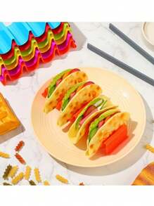 1pc, Corn Taco Holder - Wave Design, Each Holds 4 Pieces Of Corn Tortilla, Colorful Taco Stand, Dishwasher Safe, Space-Saving Tortilla Shell Holder, Suitable For Parties And Home Use