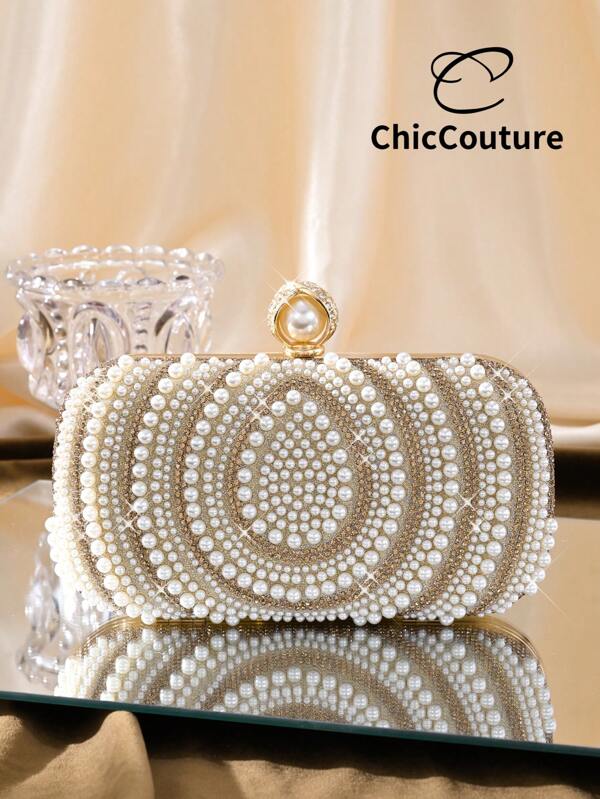 Bolso de mano tipo caja de perla en forma de lágrima, versátil y de moda, bolso de noche exquisito, bolso de mano formal de lujo con cristal retro, adecuado para boda, cóctel, baile, fiesta de Navidad, incluye cadena