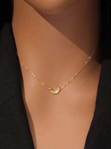 1 pieza Elegante colgante de collar de plata de ley 925 con forma de media luna y gema brillante, adecuado para uso diario, fiesta y vacaciones