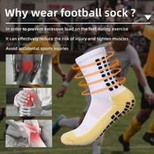 1/2/4/6/10 Pairs Men's Cushioned Compression Mid-Calf Soccer Socks, Anti-Slip For Training & Matches