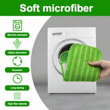 Yhaijj1/2/3pcs High Quality New Cationic Materials Microfiber Mop Pads Adapt To Sweeper 12-Inch Microfiber Mop Pad Reusable And Washable High Dirt And Water Absorption Easy To Clean Cleaning Accessories 11x5inch Purple Green Dark Blue Cleaning Accessories Cleaning Supplies For Apartment Home