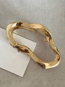 1 件简约金属空心云形发爪夹，适合浓密的头发，多用途发饰