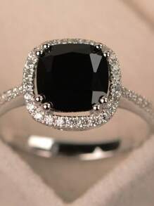 1pc Elegant Luxurious Cubic Zirconia Women Decorative Ring, Suitable For Ladies Daily, Party, Celebration Events, Holiday Gift