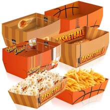 FRUITFUL PARTY. Basketball Party Decorations, 36pcs Basketball Serving Trays Basketball Popcorn Tray Basketball Food Trays For Basketball Birthday Party Decorations, Basketball Snack Trays For Basketball Decor - Multicolor - View 2