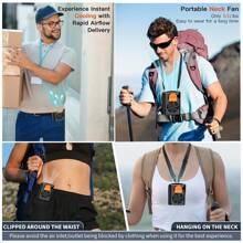 1pc 3-In-1 Portable Rechargeable Bladeless Fan, USB Rechargeable Power Bank And Flashlight Combination, Wearable Personal Clip Fan, Adjustable 3 Speeds, With Lanyard And Type-C Charging Cable, LED Emergency Light, Wearable Neck And Waistband Design, Abs Material, Summer Essentials, Neck Hanging Fan, Waistband Fan, Suitable For Outdoor Camping Hiking Night Fishing Home Office Construction Site Farm Fan
