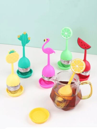 1個 シリコン製フルーツデザイン ティーインフューザー、ステンレス鋼クリエイティブ ティーストレーナーフィルター 茶葉コンテナ
