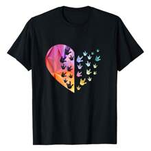 Sign Language Heart - ASL T-Shirt For Deaf Gift, Teacher Graphic Tees Short Sleeve Casual Women Men T Shirts 100% Cotton Tee Shirt Womens Summer Tops Funny Print Women's T-Shirts Soft Comfy Everyday Wear Daily Gift Woman Tshirt Black