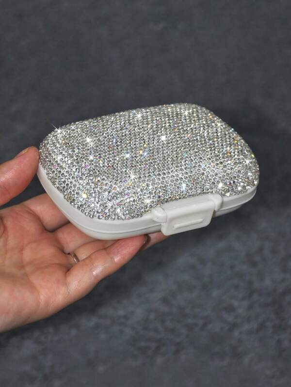 1/2PCS, Diamond Series, Diamond Decorated 8-Grid Pill Storage Box - Portable Travel Medicine Box, Daily And Weekly Plan Vitamin Supplement Storage