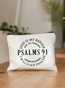 Multi Functional Canvas Zipper Medicine Bag - Psalms 91 Themed Makeup Bag - Lightweight And Odorless Polyester Travel Wash Bag,Perfect Travel Organizer For Cosmetics And Stationery,Fun Patterned Canvas Medical Bag,Essential Travel Makeup Bag:Girls' Travel Life Bag - Multicolor - View 2