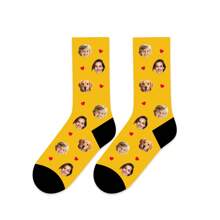 1 Pair Unisex Customizable Portrait Printed Socks, Fashionable And Personalized Mid-Calf Socks With Creative Pet/Face Design, Breathable And Comfortable, Suitable For Easter, Women's Day, Back To School And Special Occasions As A Fun And Unique Gift,Colorful,Cute,Adorable,Contracted,Funny,Custom,Unique,Customized,Personalized,Ideal Gifts For Him,Ideal Gifts For Her,Boyfriend,Girlfriend,Family,Friends,Grandparents,Her, Fall