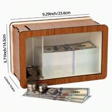 1pc Wooden Money Saving Box With Reusable Digital Goal Coin Bank, Helpful Home Savings Planner, Ideal Gift For Friends, Premium Quality Wooden Piggy Bank