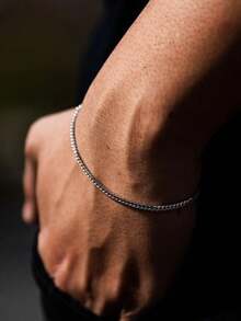 1pc Fashion Hiphop Minimalist Chain Men's Classic Versatile Bracelet, Suitable For Daily Wear - Silver - View 1