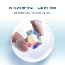 Optischer Glas X-Würfel doppelbrechender Würfel: RGB Kombinierer Teilerprismus, Bildungsgeschenk, Klassenzimmer-Physik, geeignet für Alter 14+