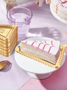 100pcs/Pack Plastic Mini Cake Dessert Tray With Metallic Base For Cake Decorating Party