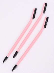 3pcs/Set Eyelash & Eyebrow Grooming Brush Set, White & Black Curved Dual-Sided Ergonomic Design Multi-Function Comb