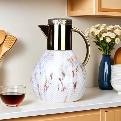 Double Walled Insulated Carafe For Keeping Hot Coffee& Tea,Home And Office Water Bottle For Hot Liquids,Thermal Coffee Carafe Pink Glass Liner