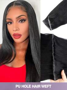 PU夹式接发，真人发，雷米发，1B自然黑直发，隐形PU夹式接发，真人发接发 - 彩色 - 查看 19