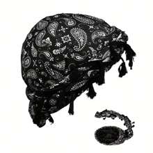2 Stücke Retro Paisley Muster Quaste Haarband Strickmütze, verdrehte Turban Piratenhut, Haarschwanz Kappe