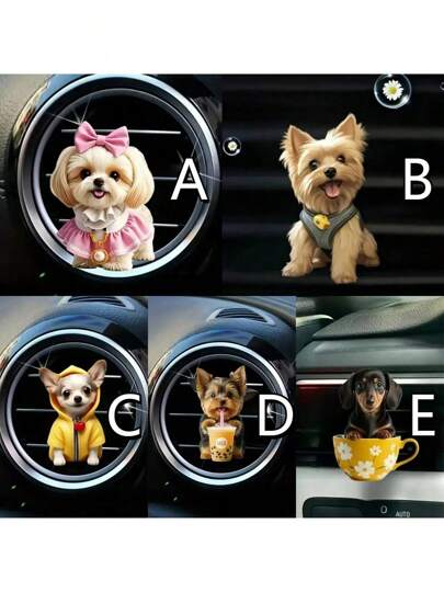 1pc/Set Cute Puppy/Cartoon Animal/Halloween Skeleton Acrylic Car Decor Clip, Cartoon Healing Air Conditioning Clip Interior Decoration