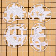 1/4 Pcs Dinosaur Biscuit Cutting Knife Dinosaur Skeleton Fossil Biscuit Cutting Knife Stegosaur Triangular Keel Fossil Mold For Stamp Baking Dinosaur Biscuit Enthusiasts (Designs: Tyrannosaurus Rex, Stegosaurus, Triceratops, And Long Neck)