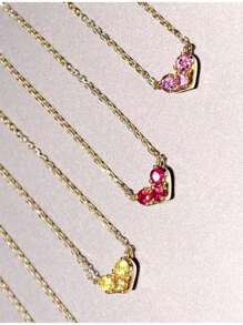 S925 Sterling Silver Birthstone Pendant Necklace Personalized Multicolor Zirconia Heart-Shape Birthday Necklace Mothersday Jewelry Gifts For Mama Women