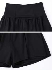 NcmRyu 1pc Women's Seamless High Elasticity Outdoor Sports Shorts With Pockets, Anti-Chafing - Black - View 5