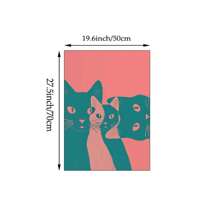 1 件折衷猫咪壁画极简主义帆布印刷画彩色猫咪海报时尚装饰适用于卧室、客厅、宿舍墙壁装饰无框架 - 彩色 - 查看 7