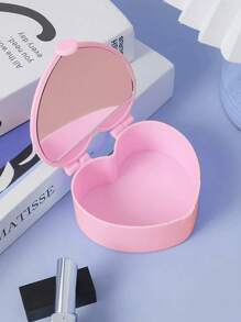 1 件儿童珠宝收纳盒，心形发饰收纳盒带镜子，个性化简约设计，适合家庭、宿舍、便携式日常使用 - 彩色 - 查看 13