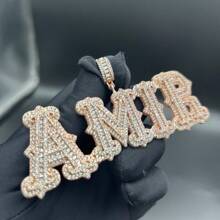 Customized Engraved Letter Pendant With Cubic Zirconia In Brass, DIY Personalized Hip Hop Necklace Jewelry For Couples, Comes With 1 Braided Chain,Frosted Silver,Stylish,Unisex,Vintage,Goth,Cuties,Custom,Personalized,Unique,Ideal Gifts For Him,Ideal Gifts For Her,Her,Boyfriend,Girlfriend,Dad,Mom,Family,Friends,Pets,Son,Daughter,Grandparents,For Anniversaries,For Birthdays,For Daily Wear,For Weddings,For Graduation,For Prom,For Party,Vacay Vibe,School Supplies,Back To School,For Office,For School,For Classroom,For Teacher Gifts,For University,For Colleague,For Dorm Rooms,For Teacher,For Boys And Girls,For Teenagers,Junior High School Students,Middle School Students,High School Senior High School Students,College Students,University Students,Freshman,Sophomore,Underclassmen,Customized Fashion Word Necklaces,Street Casual Chic - Multicolor - View 7