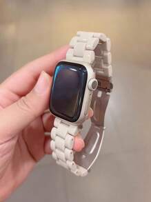 1 Set Compatible Case And Band Kit, Unisex Starlight Casual TPU Hollow Smart Watch Case + Starlight Resin Band, Lightweight Solid Color Band, Compatible With 38/40/41/42/44/45/49mm , Compatible With Apple Watch Ultra/SE/9/8/7/6/5/4/3/2/1 Series, Smart Watch Accessories, Neutral Minimalist Style - Starlight Color - View 10